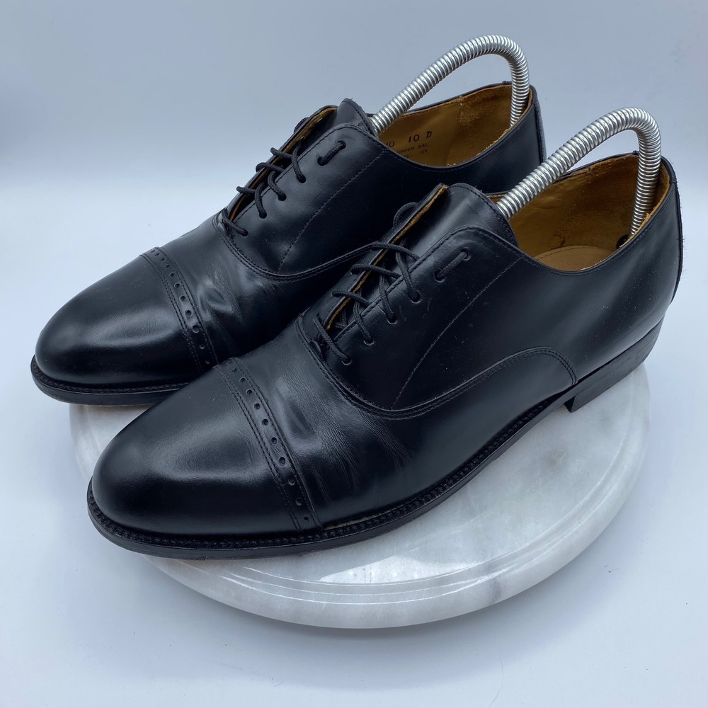 G.H. Bass Mens 10 D Sullivan Dress Shoes Black Leather Cap Toe Oxford 2106-001